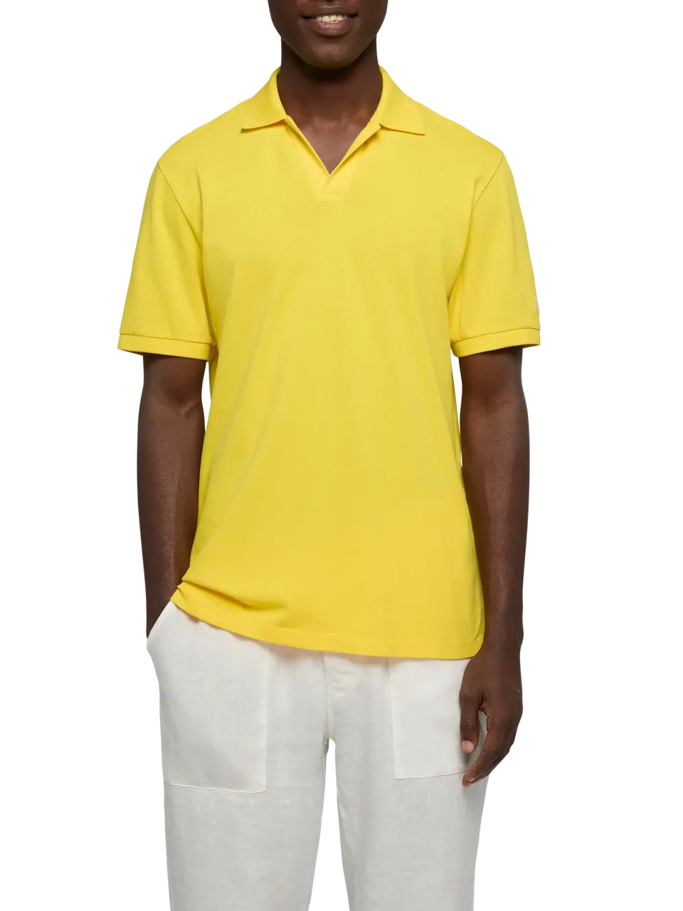 mc2-saint-barth-polo-charles-in-piqu-di-cotone-giallo-senza-bottoni-vestibilit-r image 1