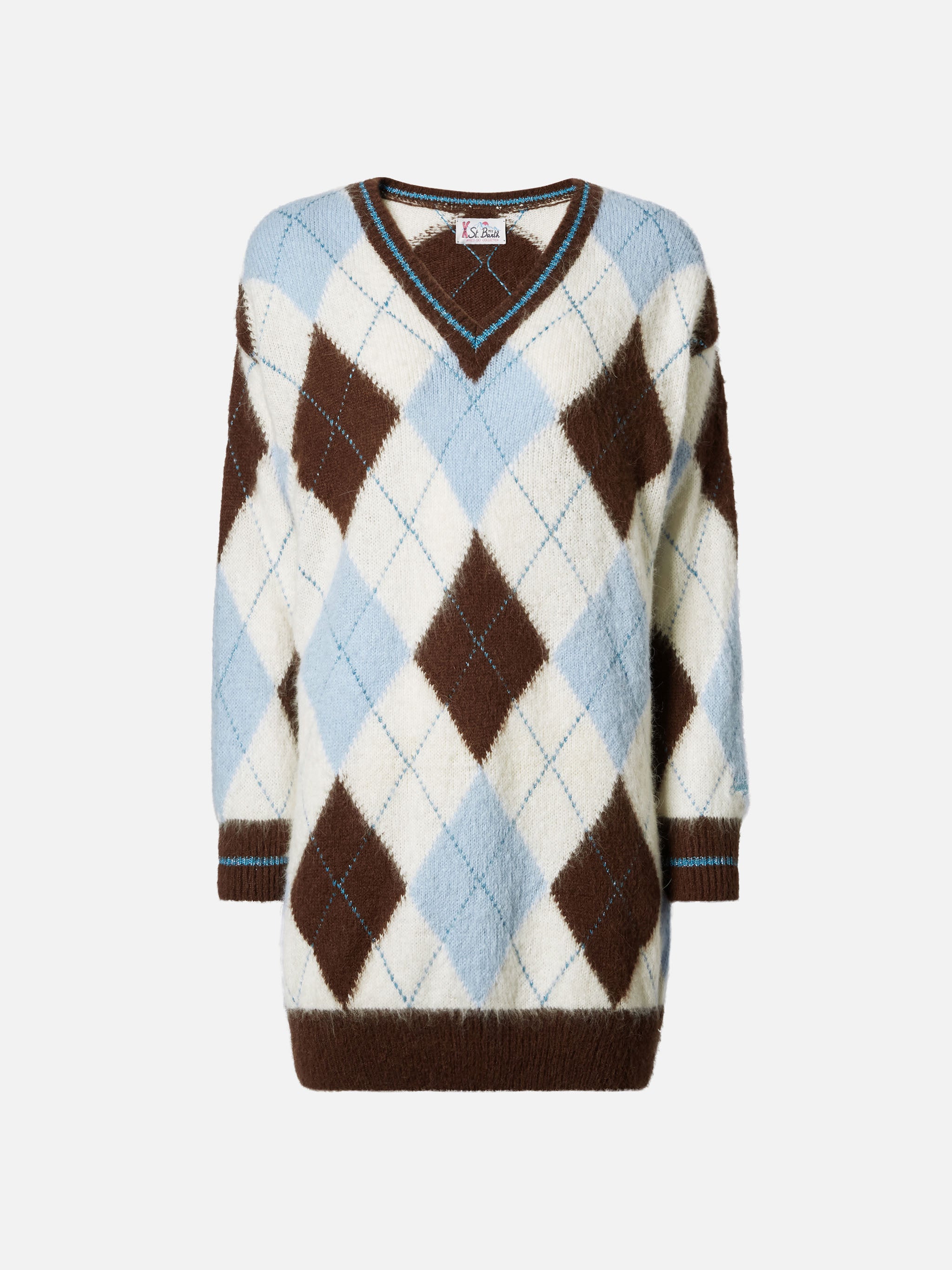 mc2-saint-barth-leon-leon001-abito-donna-in-maglia-argyle-jacquard-bianco-azzurr image 5