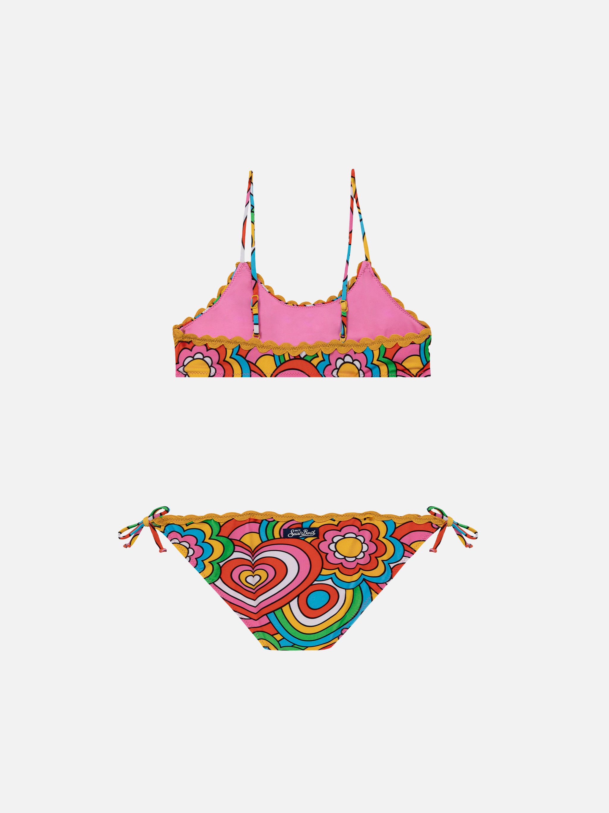 mc2-saint-barth-bikini-da-bambina-a-bralette-con-stampa-multicolore-e-lacci-fucs image 2