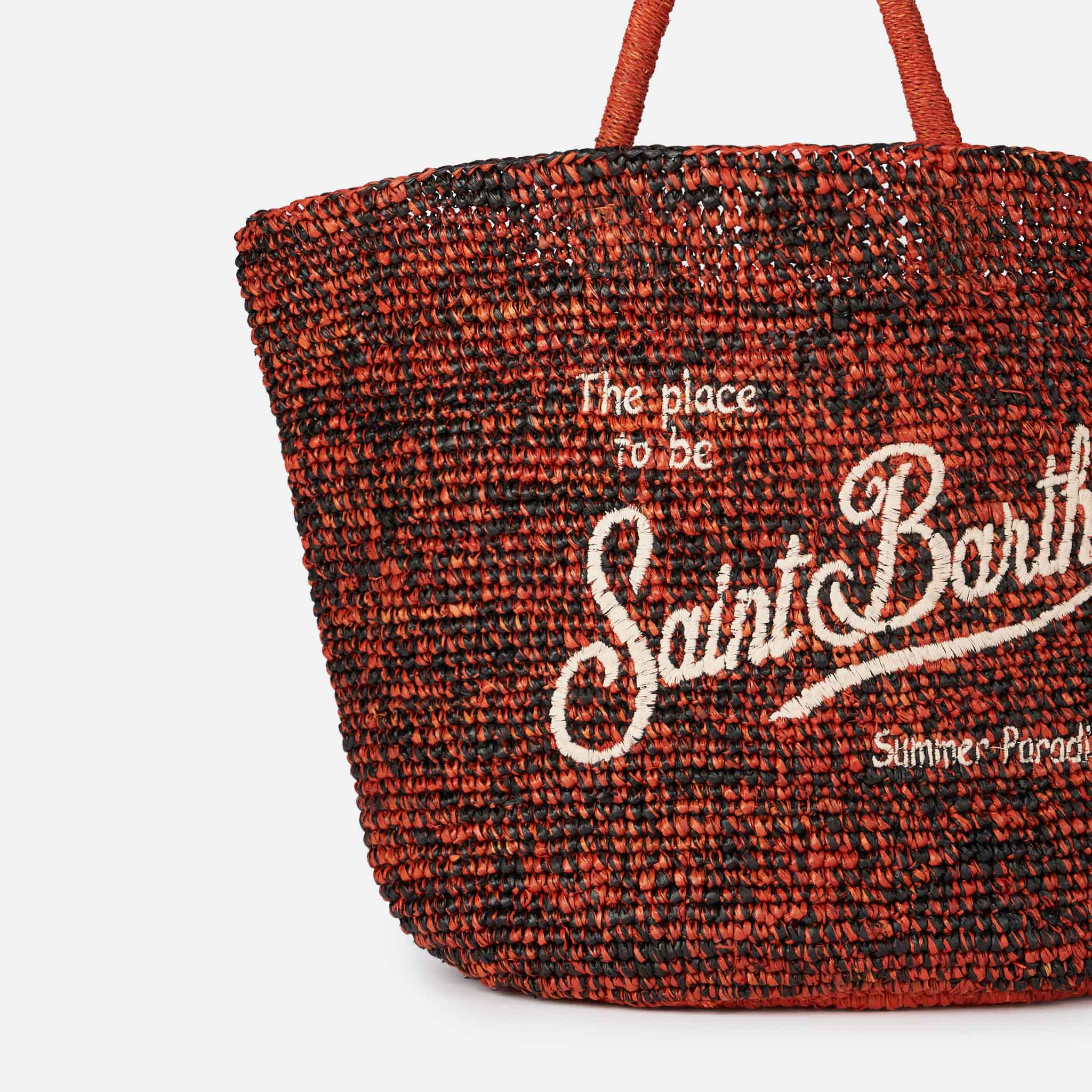 mc2-saint-barth-borsa-tote-in-rafia-nera-e-arancione-con-ricamo-saint-barth image 2