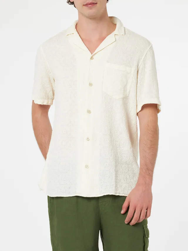 mc2-saint-barth-kalea-camicia-uomo-in-lino-bianco-con-ricamo-floreale image 1