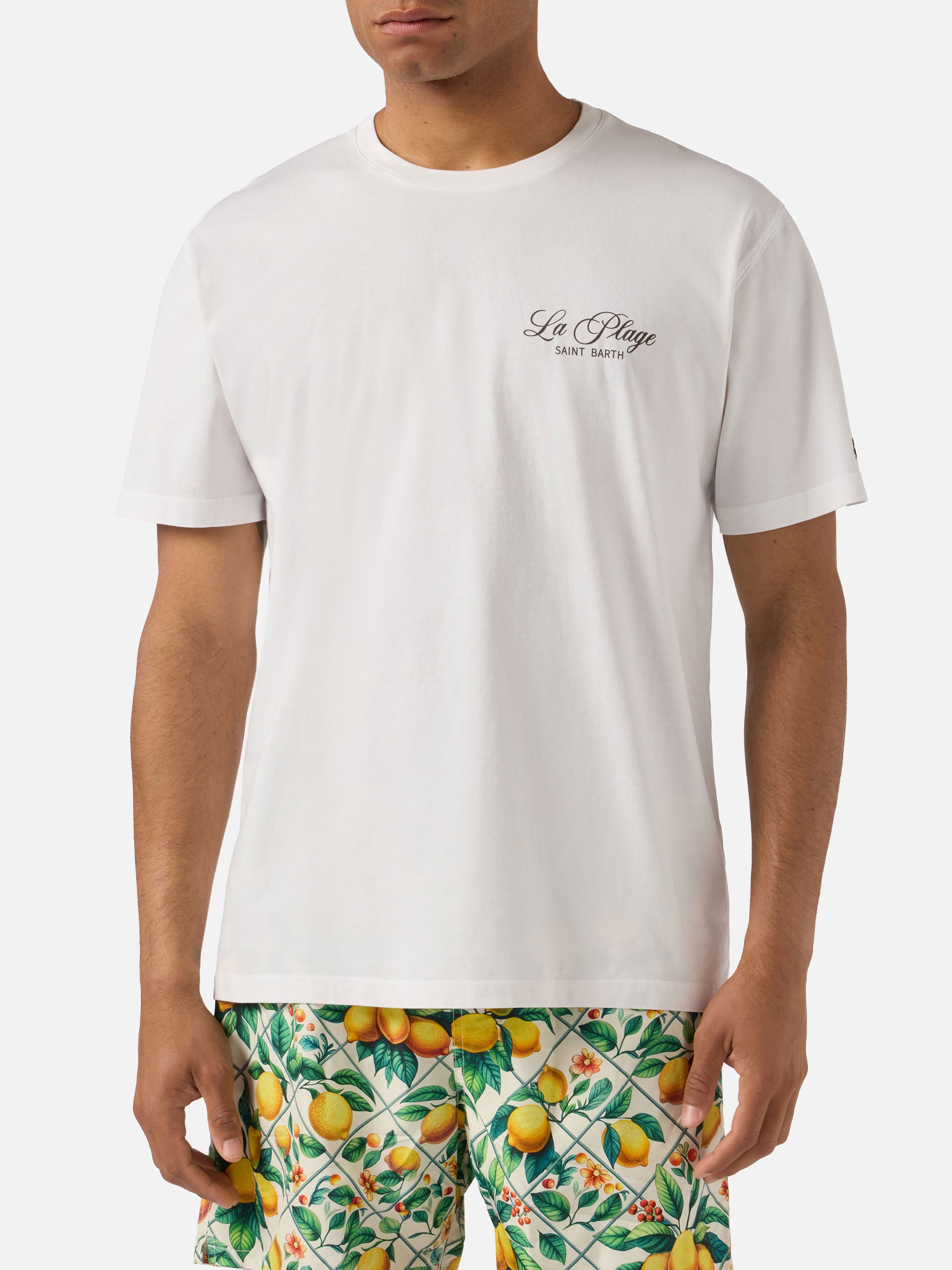 mc2-saint-barth-portland-t-shirt-bianca-cotone-stampa-la-plage image 3