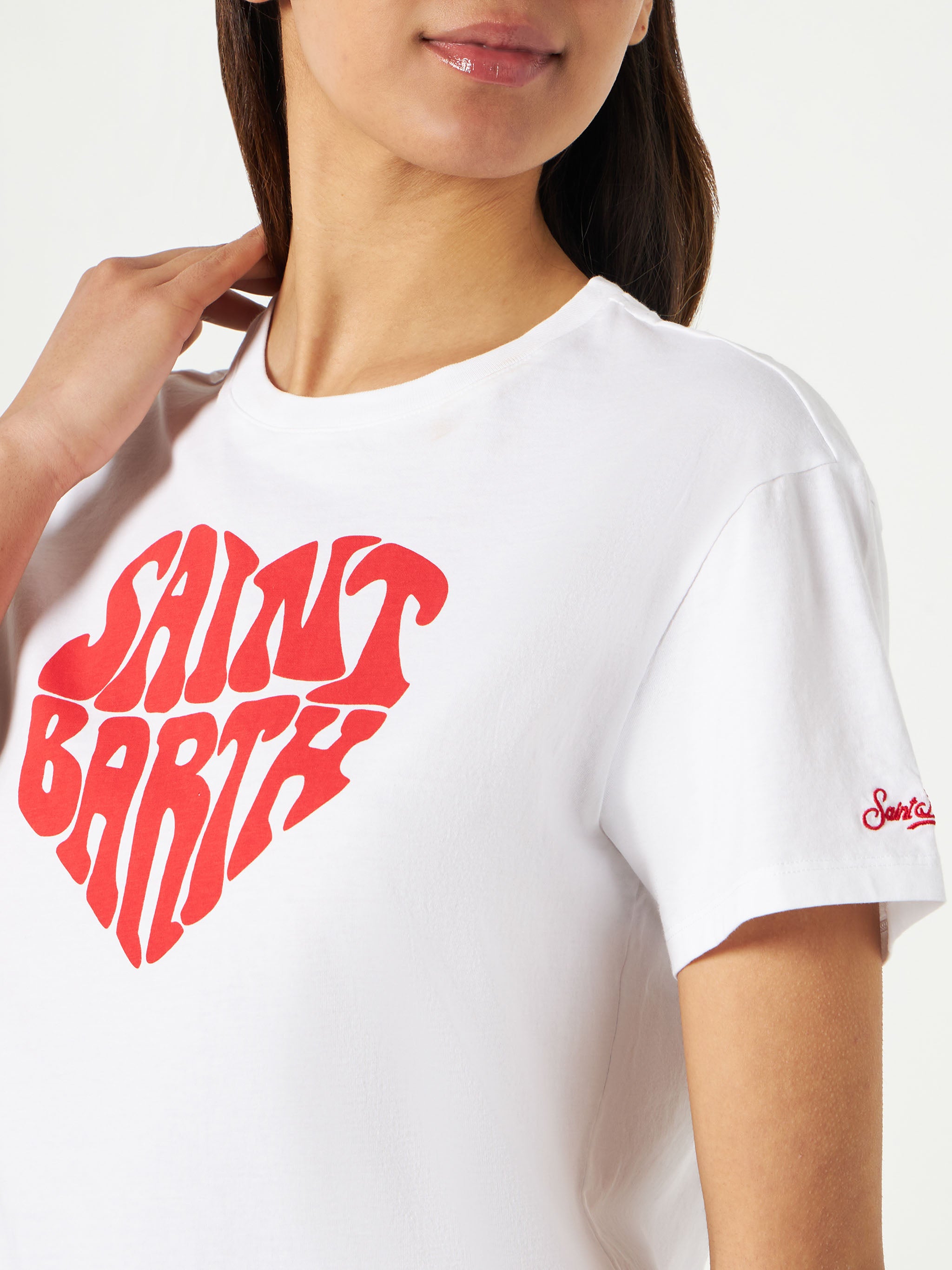 mc2-saint-barth-emi-t-shirt-donna-cotone-bianca-scritta-saint-barth-rossa image 2