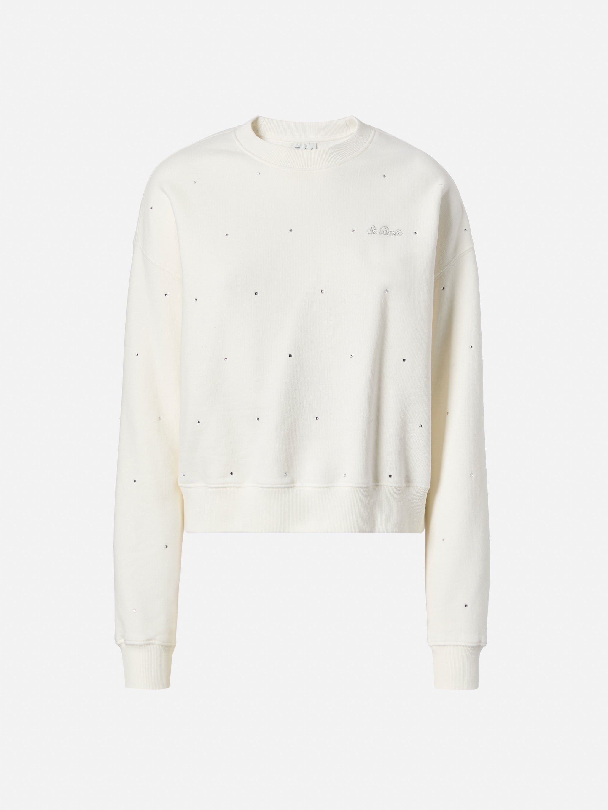 mc2-saint-barth-felpa-casey-in-cotone-bianco-con-strass image 1