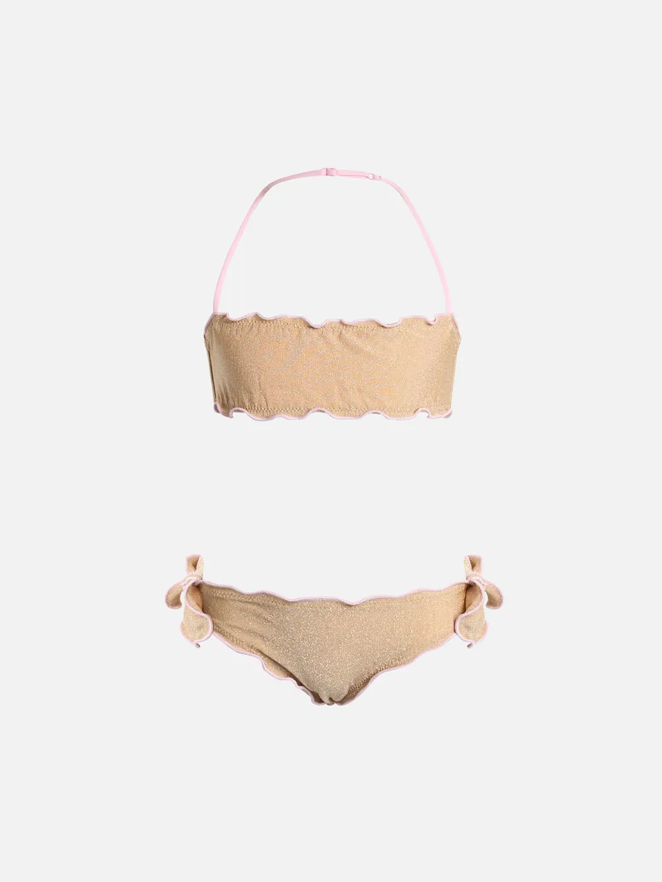 mc2-saint-barth-emy-bikini-bambina-a-fascia-lurex-oro-con-bordi-rosa image 1