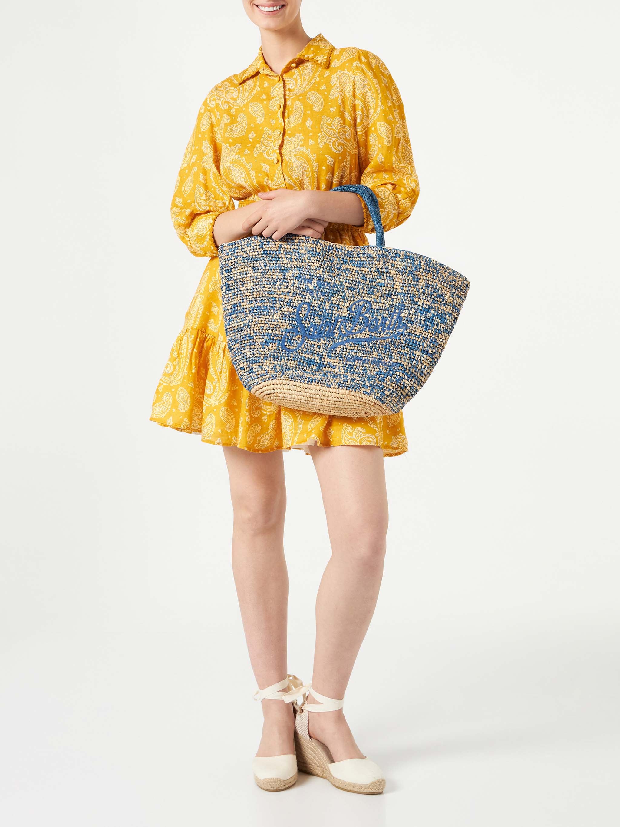 mc2-saint-barth-borsa-tote-in-rafia-nera-e-arancione-con-ricamo-saint-barth image 6