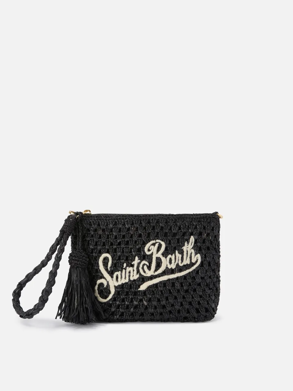 pouch-mc2-saint-barth-in-rafia-intrecciata-nera-con-logo-ricamato image 1