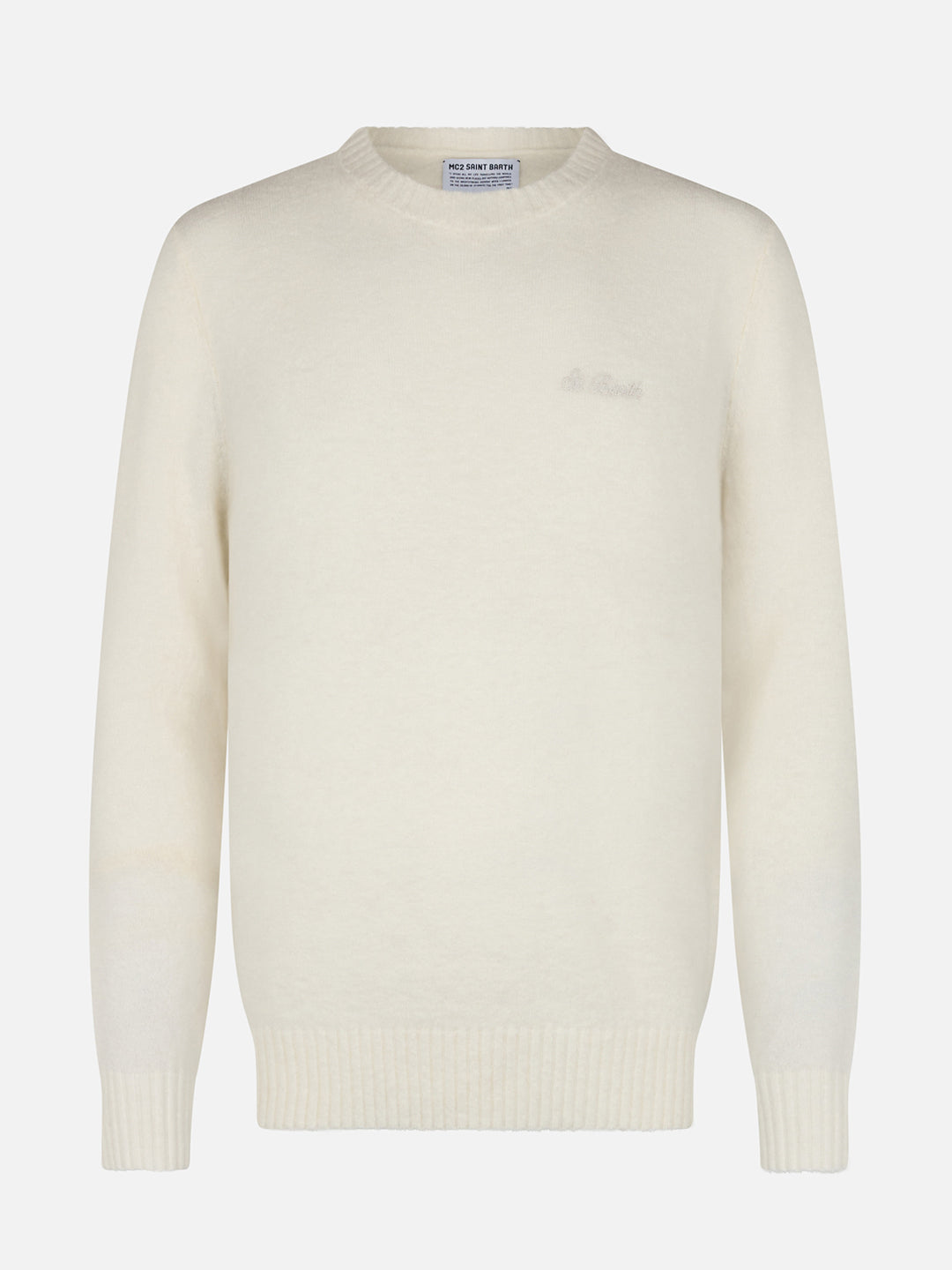 mc2-saint-barth-maglia-regent-in-tessuto-stretch-panna-tinta-unita-con-scollo-a- image 4