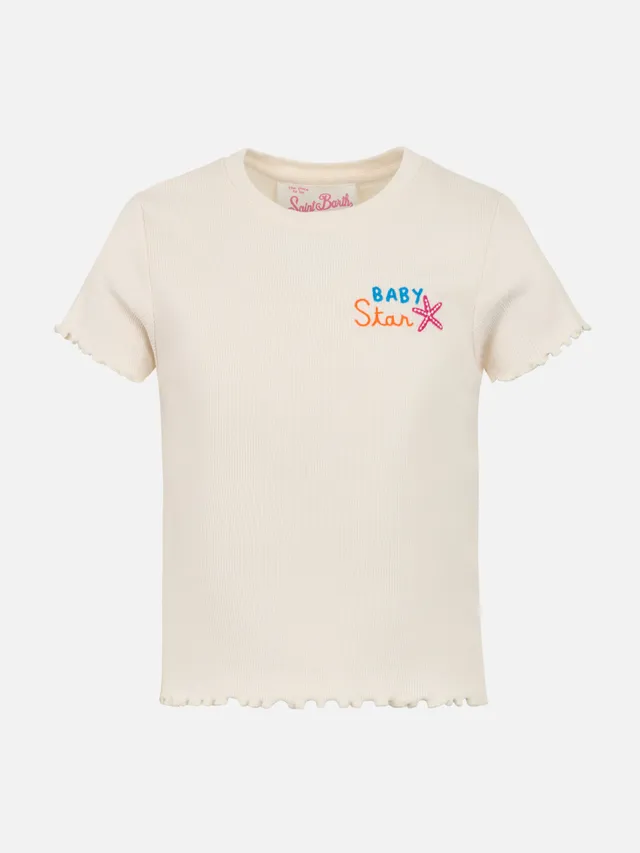 mc2-saint-barth-serena-jr-t-shirt-bambina-a-costine-bianca-baby-star image 1