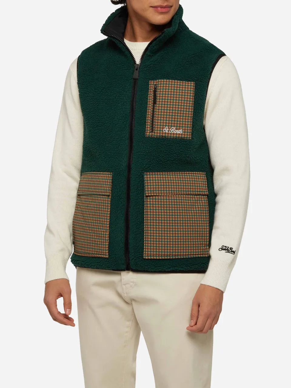 mc2-saint-barth-gilet-wanaka-in-sherpa-fantasia-pied-de-poule image 1