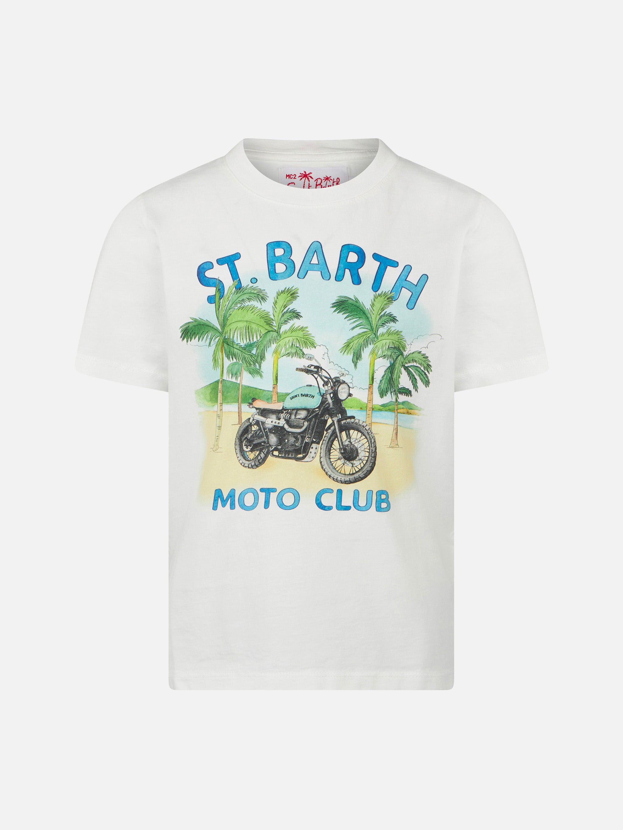 mc2-saint-barth-t-shirt-bambino-cotone-bianca-stampa-moto image 1