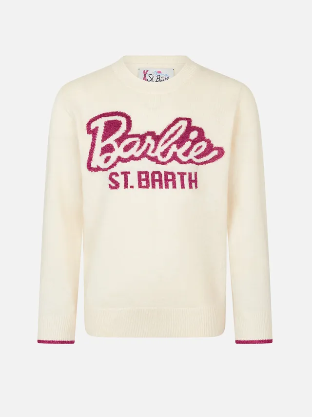 mc2-saint-barth-barbie-edizione-speciale-maglione-bambina-girocollo-bianco-stamp image 1