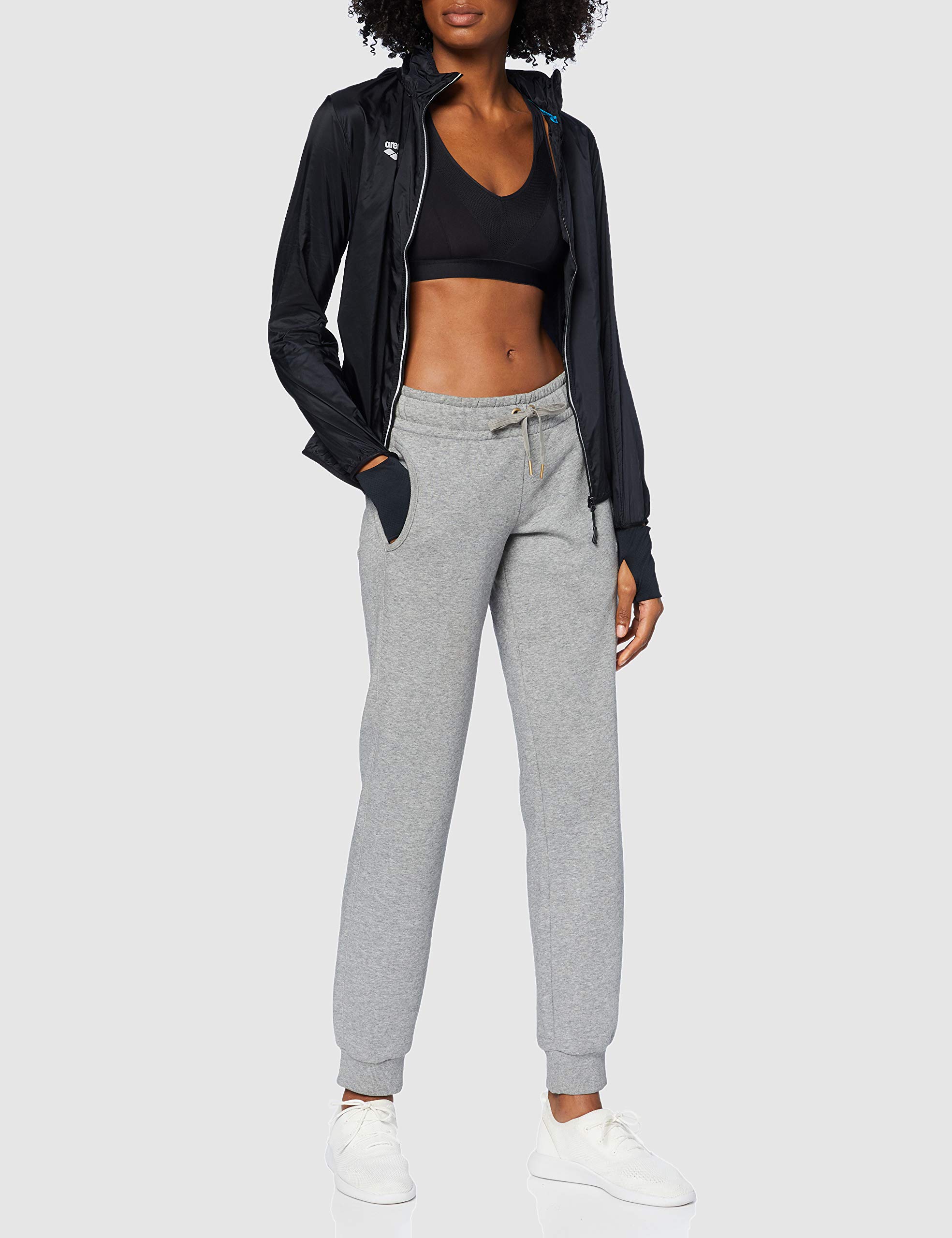 arena-w-windbreaker-jacket-giacca-antivento-donna-nero-rosso-fluo image 2