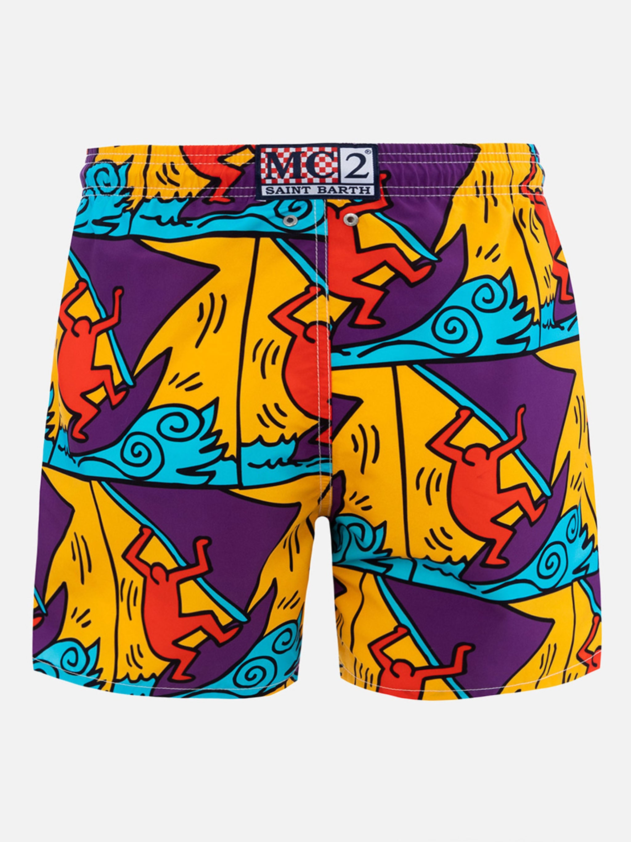 mc2-saint-barth-gustavia-costume-mare-uomo-keith-haring-sail-giallo image 2
