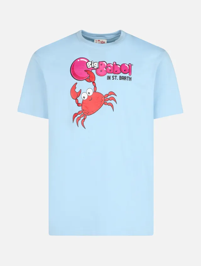 mc2-saint-barth-t-shirt-uomo-azzurra-cotone-stampa-granchio-big-babol-special-ed image 1