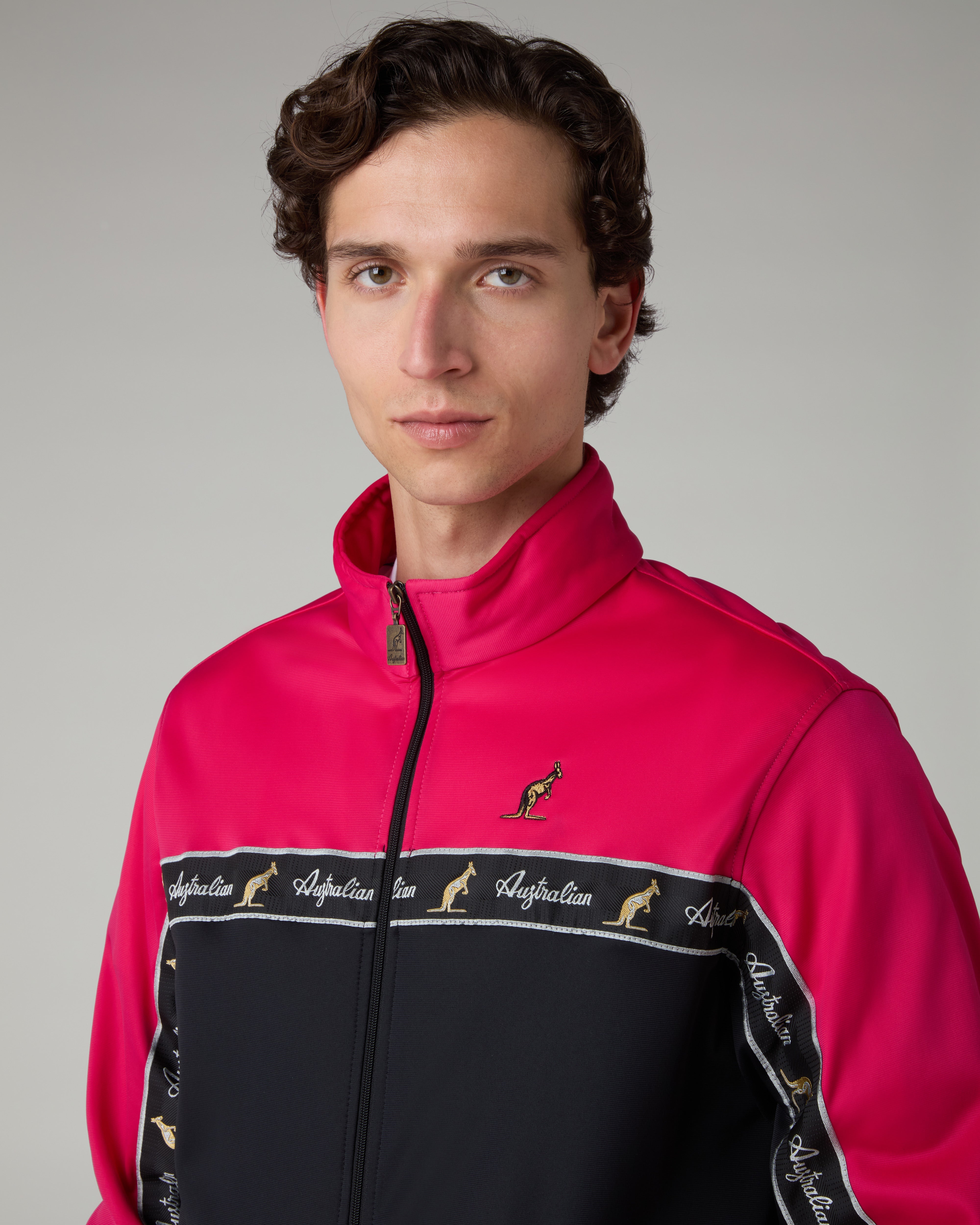 australian-duo-track-jacket-giacca-in-acetato-fuxia-con-banda image 4