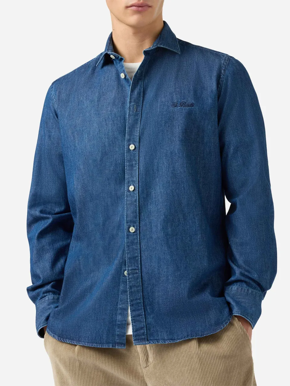 mc2-saint-barth-seefeld-camicia-uomo-denim-blu-collo-classico-maniche-lunghe image 1