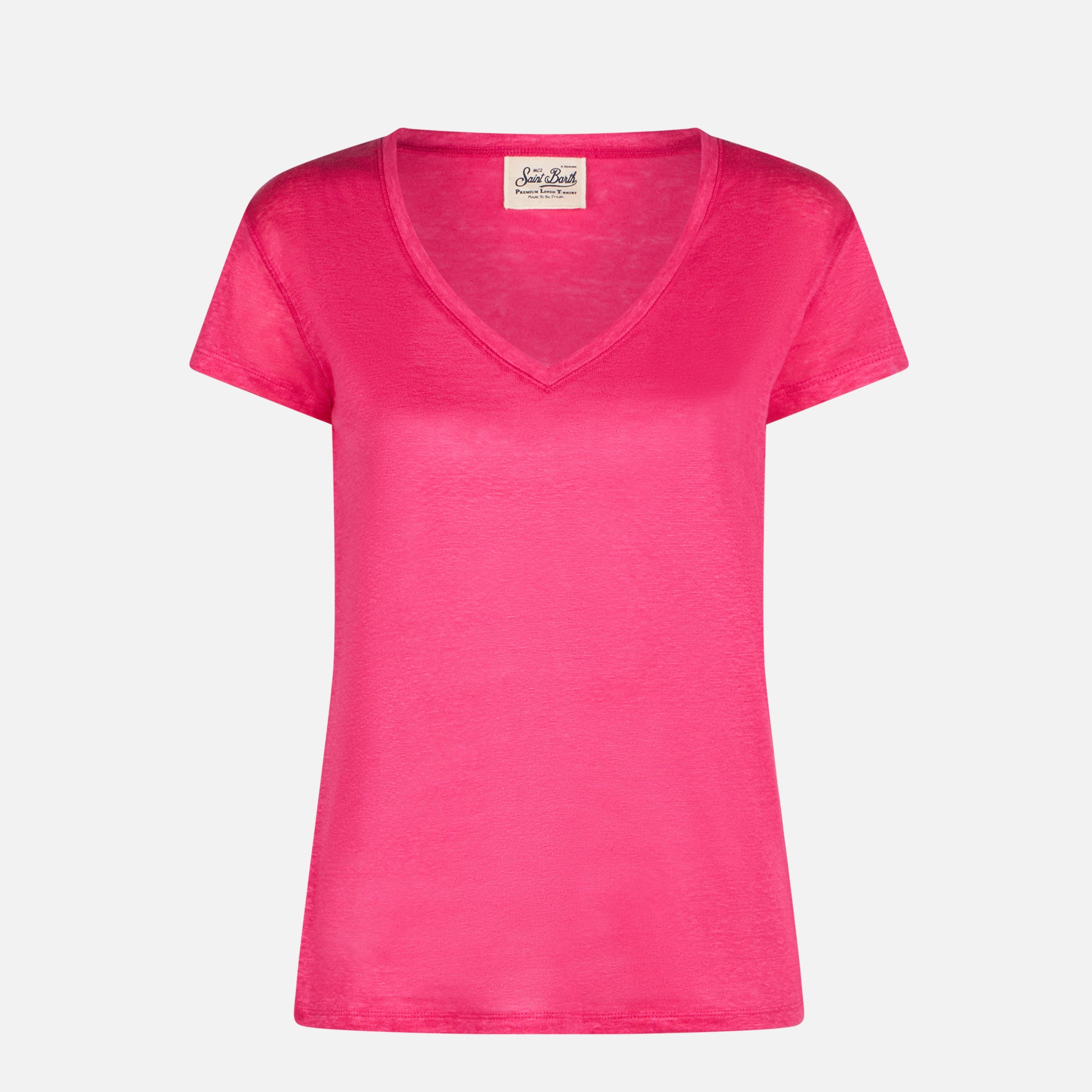 mc2-saint-barth-eloise-t-shirt-donna-in-lino-fucsia-tinta-unita image 4