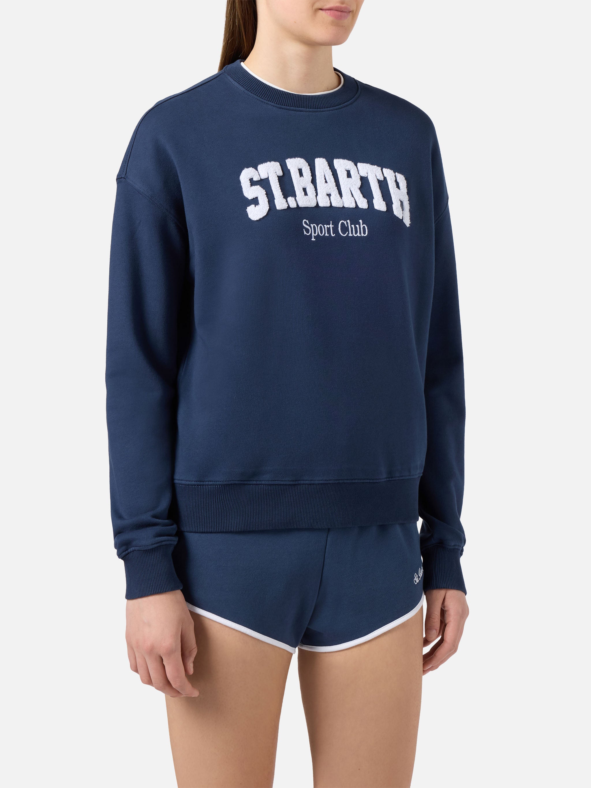 mc2-saint-barth-stardust-felpa-donna-blu-con-logo-spugna-e-ricamo-sport-club image 2