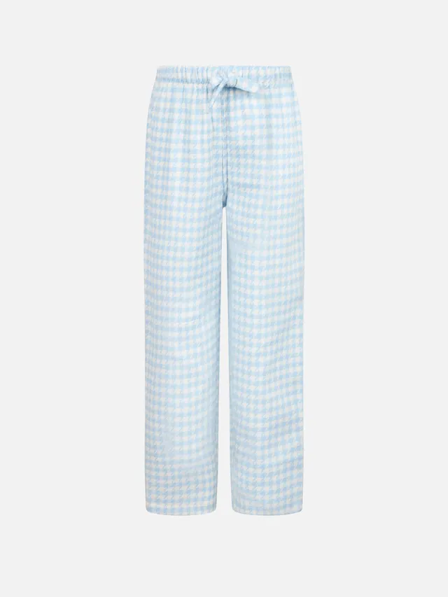 mc2-saint-barth-pantaloni-pigiama-bambina-pied-de-poule-azzurro-in-cotone image 1