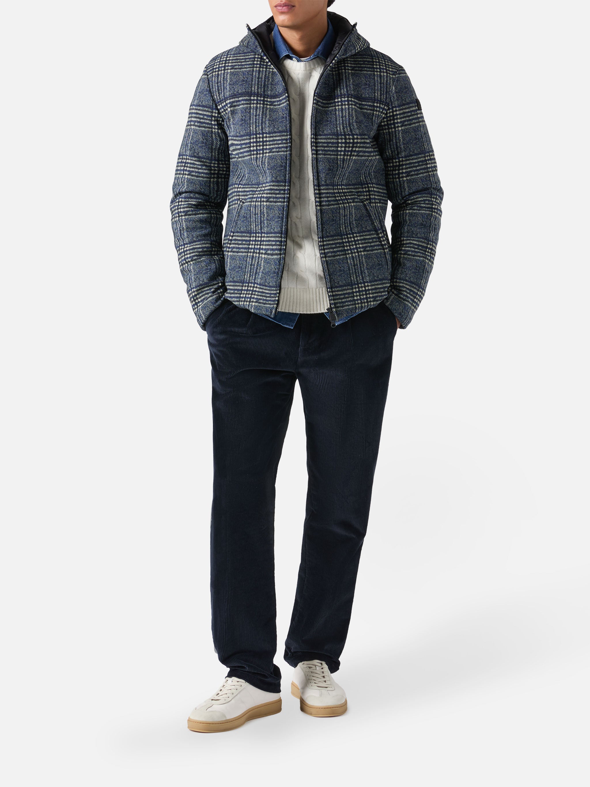mc2-saint-barth-piumino-uomo-hamilton-stampa-principe-di-galles-navy image 2