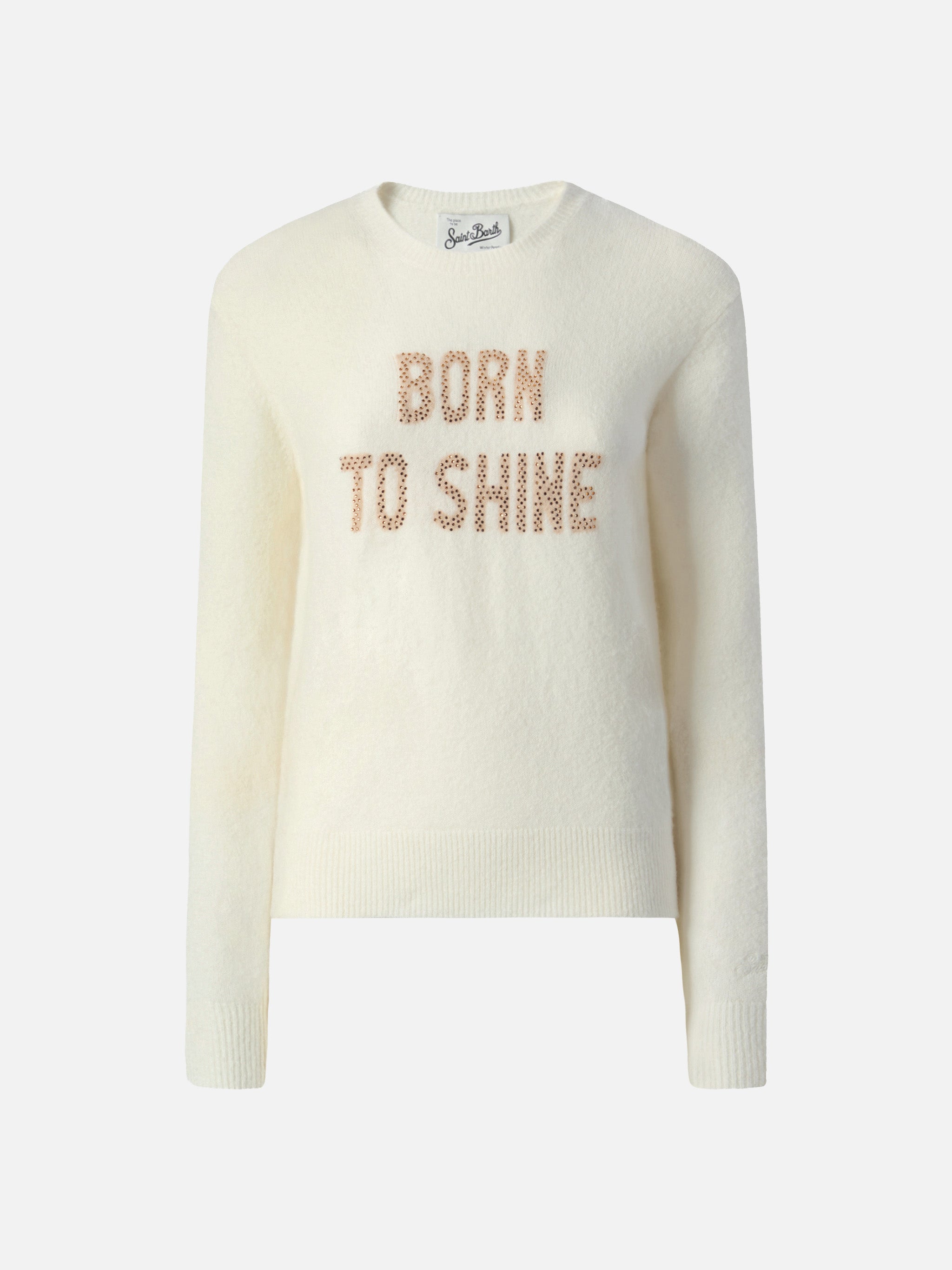 mc2-saint-barth-new-queen-maglia-donna-alpaca-merino-bianca-born-to-shine-strass image 5