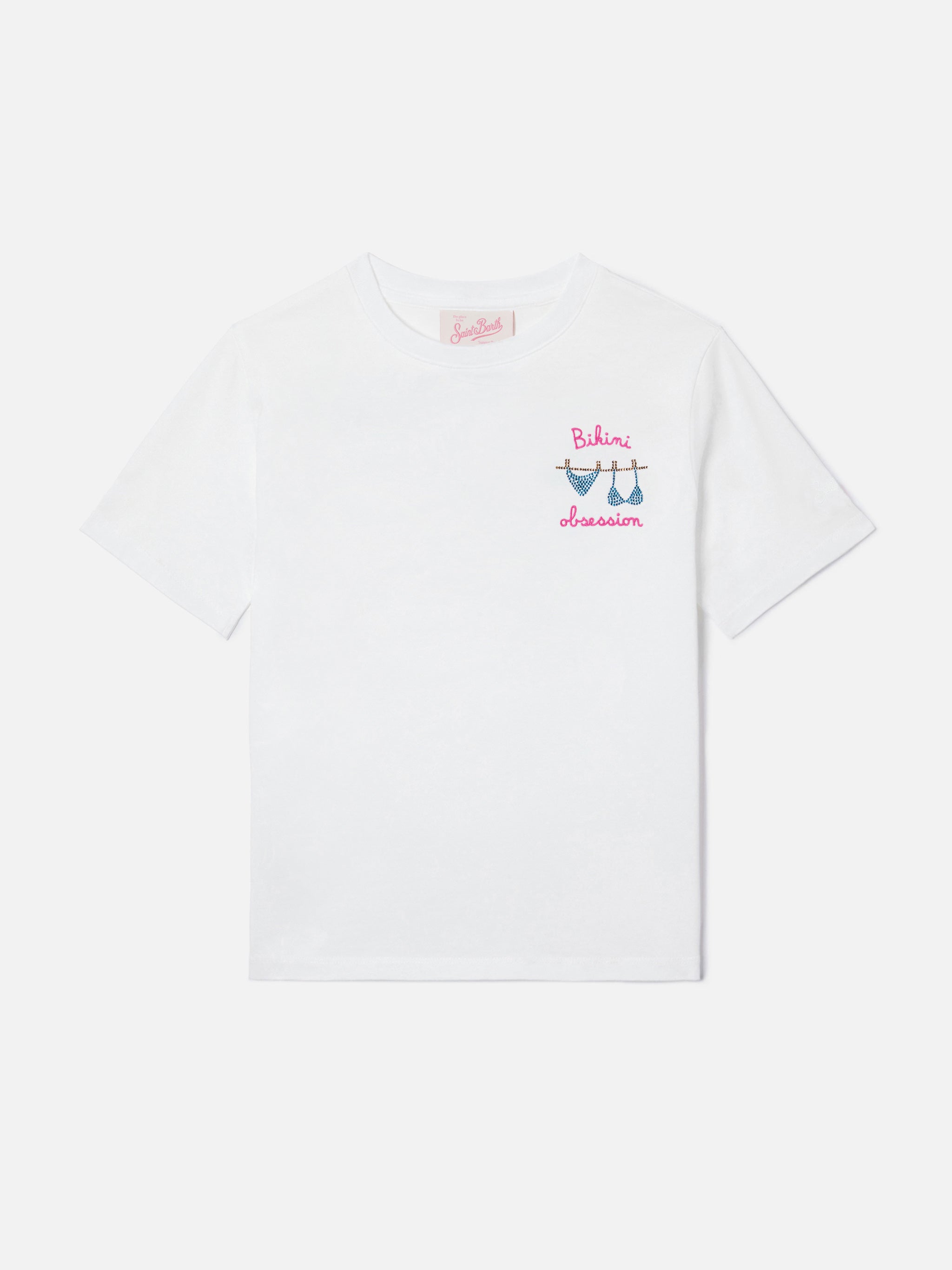 mc2-saint-barth-t-shirt-elly-bambina-bianca-cotone-bikini-obsession-strass image 2
