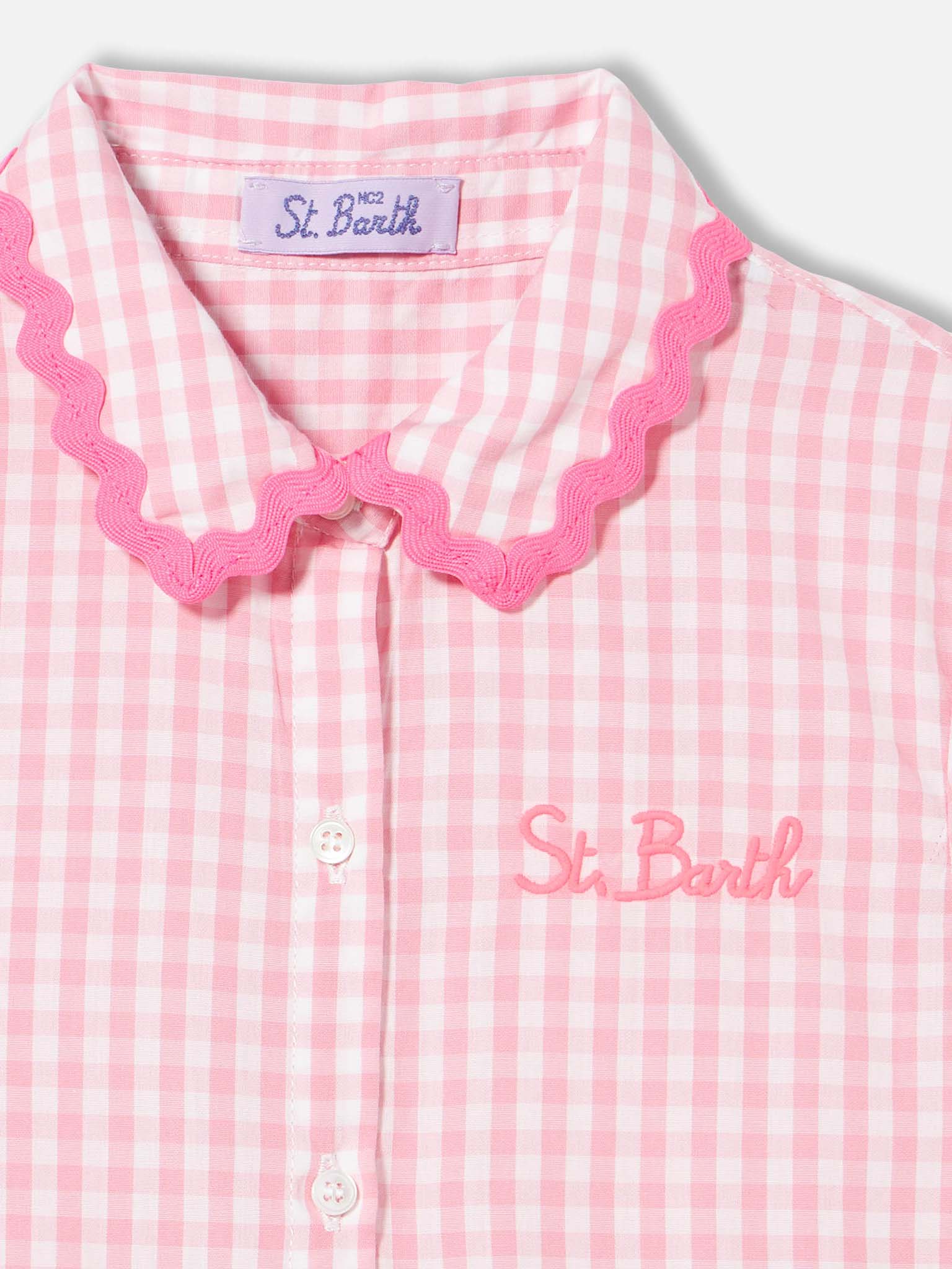 mc2-saint-barth-abito-bambina-cotone-vichy-bianco-rosa image 2