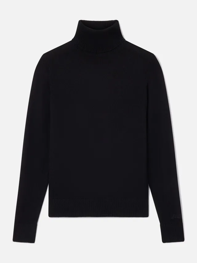 mc2-saint-barth-moody-maglia-donna-in-cashmere-nera-con-collo-alto image 1