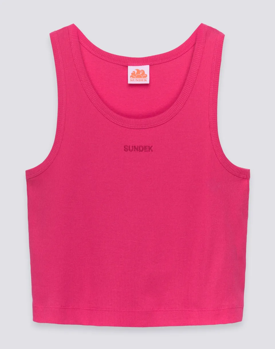 sundek-w387ttcr500-canotta-crop-donna-logo-ricamato image 1
