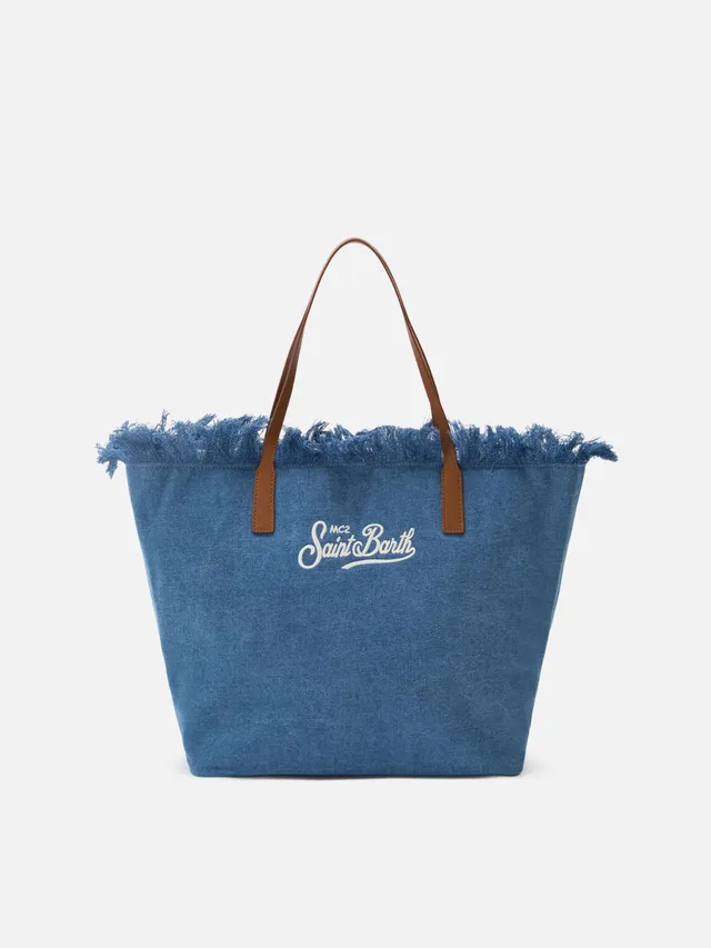 mc2-saint-barth-borsa-shopper-city-regular-in-tessuto-denim-blu-scuro-con-frange image 1