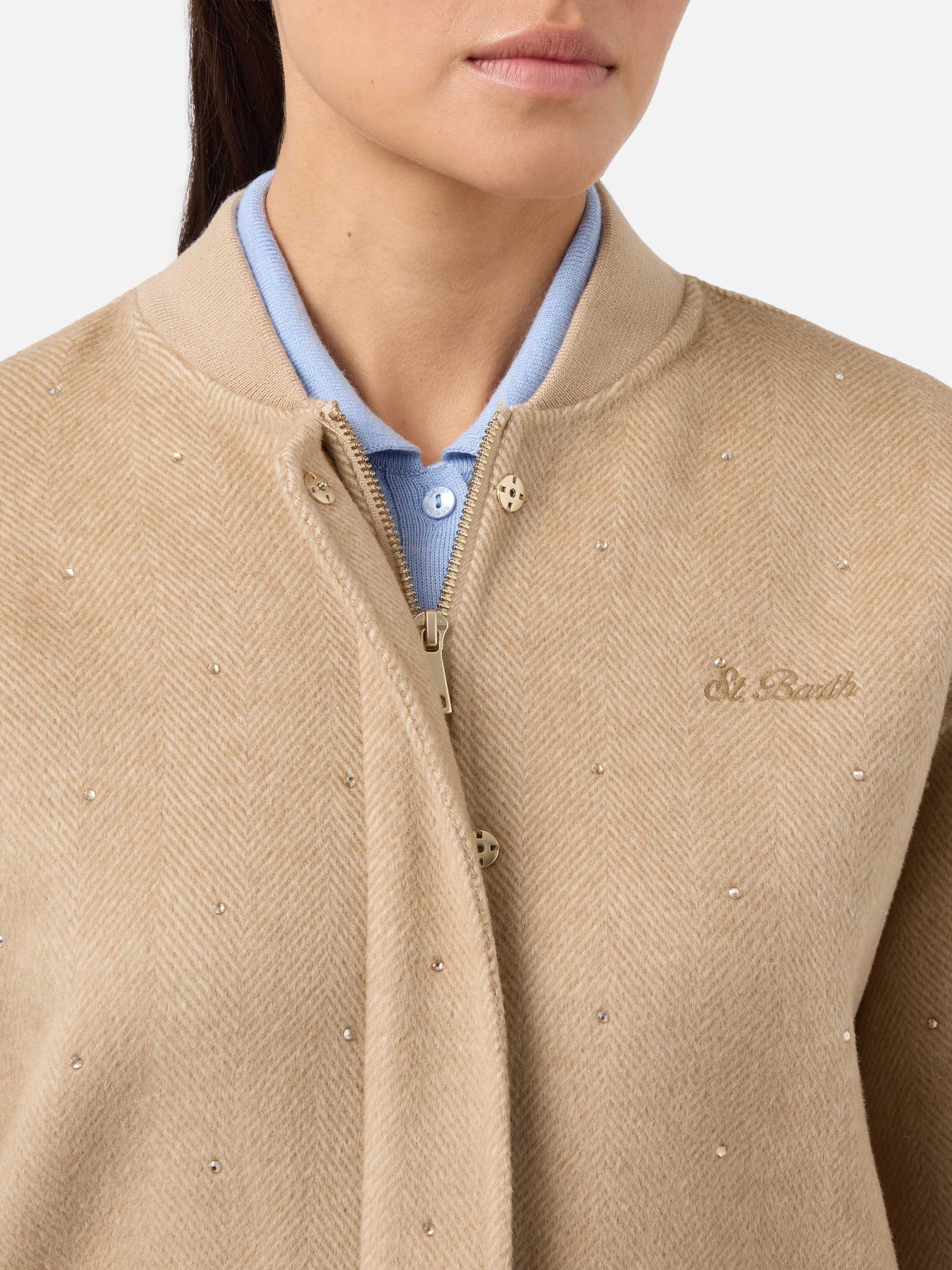 bomber-adrien-mc2-saint-barth-in-tessuto-double-a-spina-di-pesce-con-strass image 3