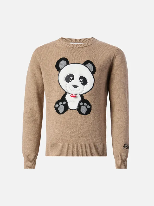 mc2-saint-barth-girocollo-douglas-bambino-in-misto-cashmere-beige-con-patch-pand image 1