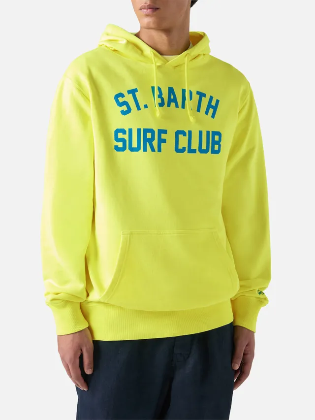 mc2-saint-barth-felpa-manhattan-surf-club-in-cotone-gialla-con-cappuccio image 1