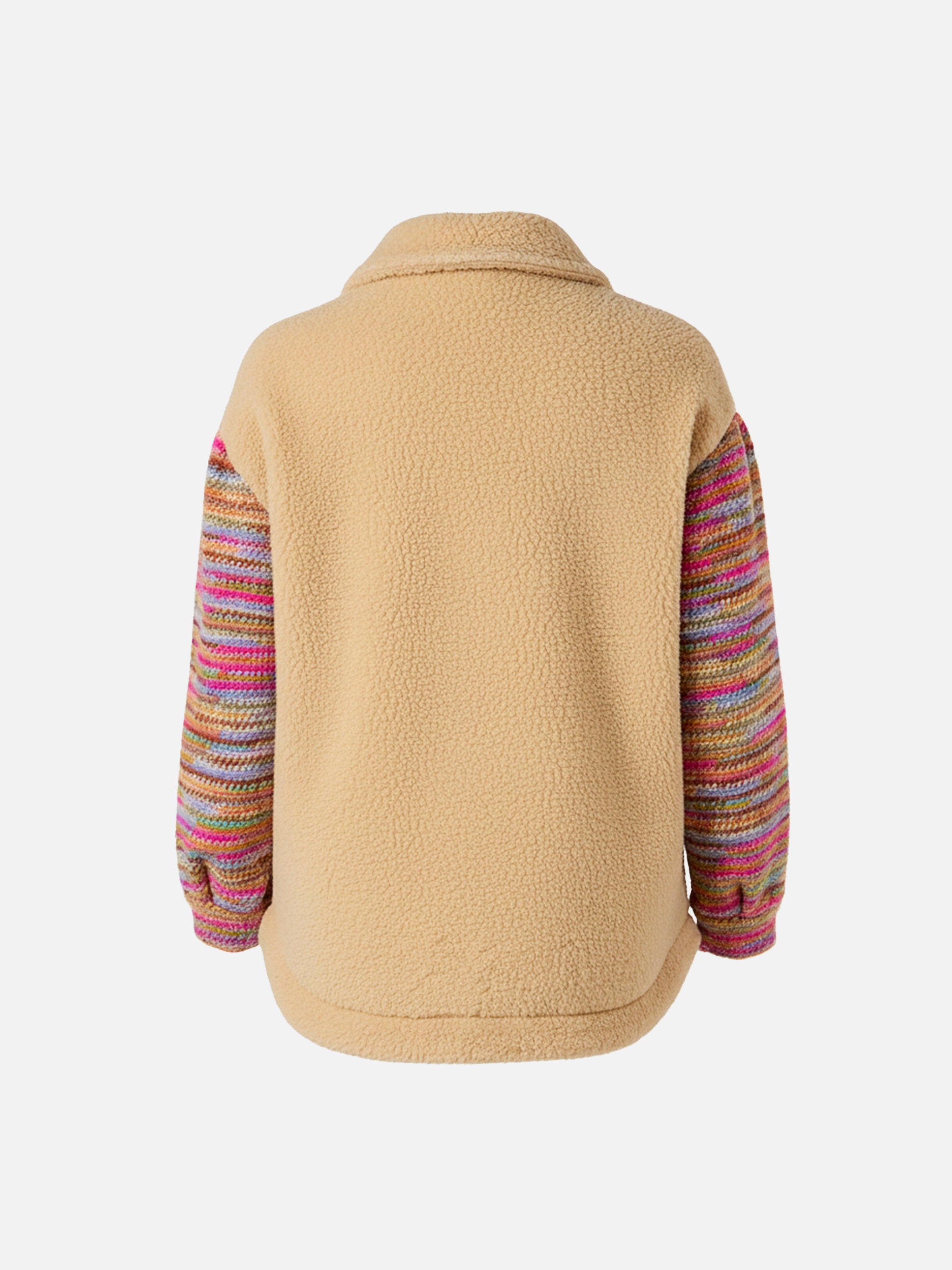 mc2-saint-barth-elys-jr-giacca-bambina-beige-sherpa-con-maniche-crochet image 2