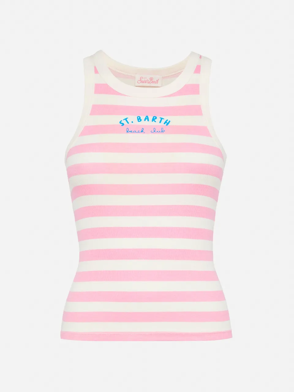 mc2-saint-barth-canotta-ada-in-cotone-a-coste-a-righe-rosa image 1