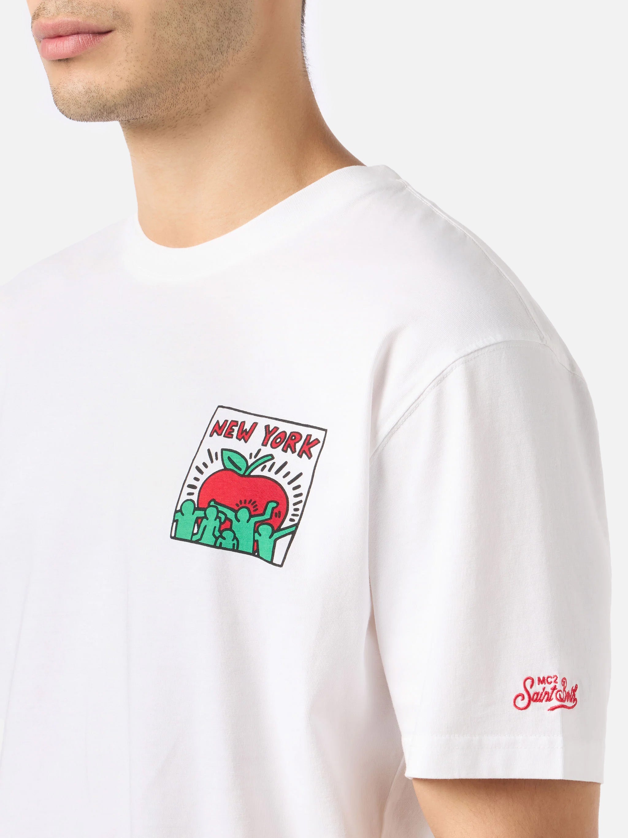 mc2-saint-barth-t-shirt-keith-haring-ny-special-edition-in-cotone-bianco image 2