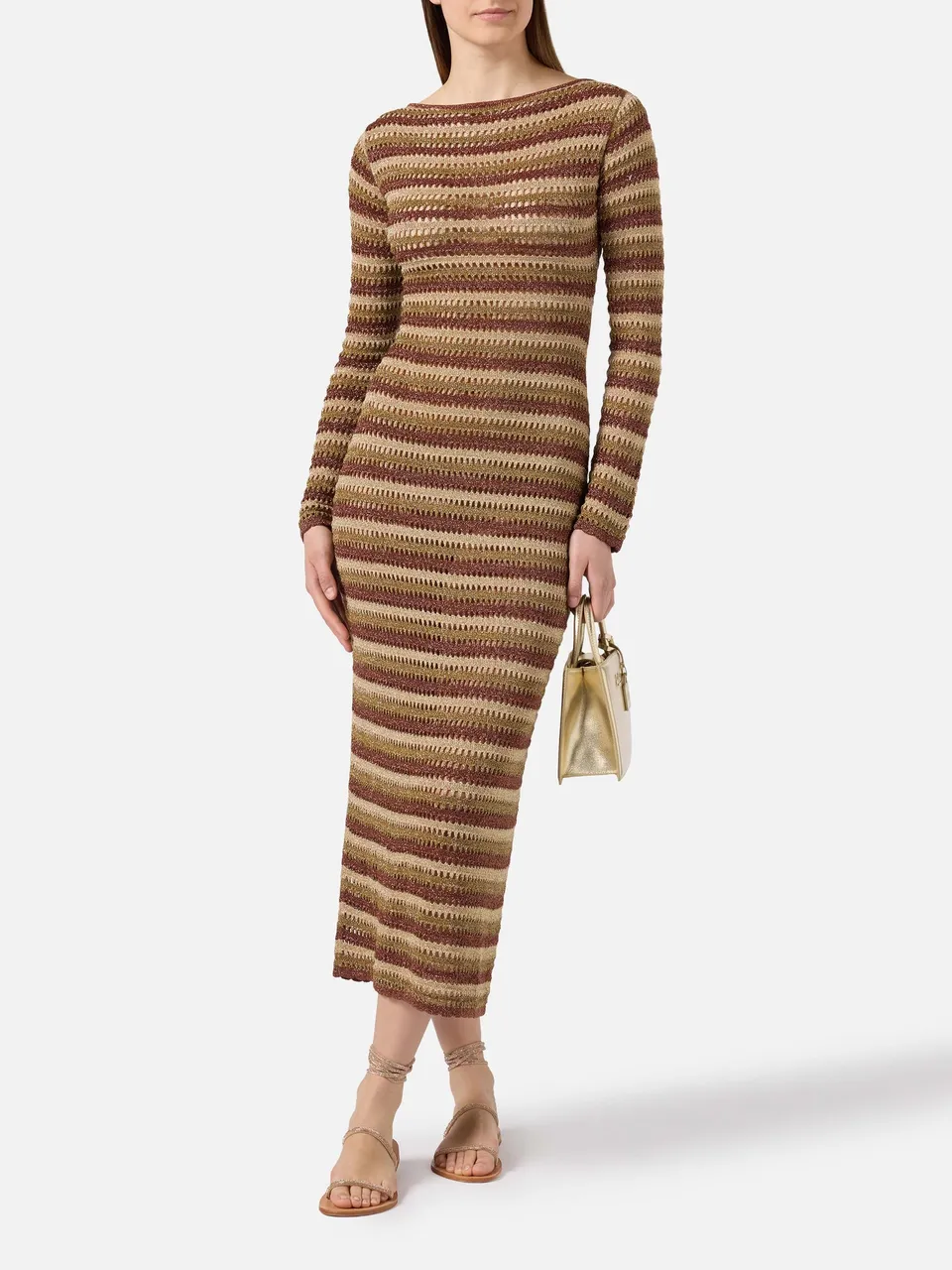 abito-lungo-mc2-saint-barth-robyn-in-crochet-a-righe-giallo-scollo-a-barchetta-e image 1