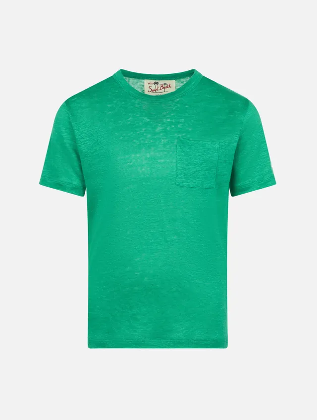 mc2-saint-barth-alex-t-shirt-bambino-in-jersey-di-lino-verde image 1