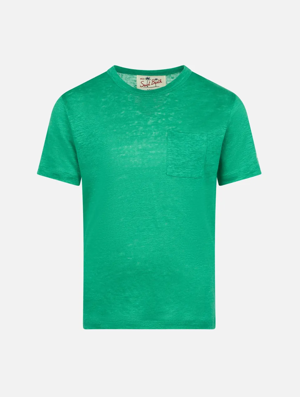 mc2-saint-barth-alex-t-shirt-bambino-in-jersey-di-lino-verde image 1