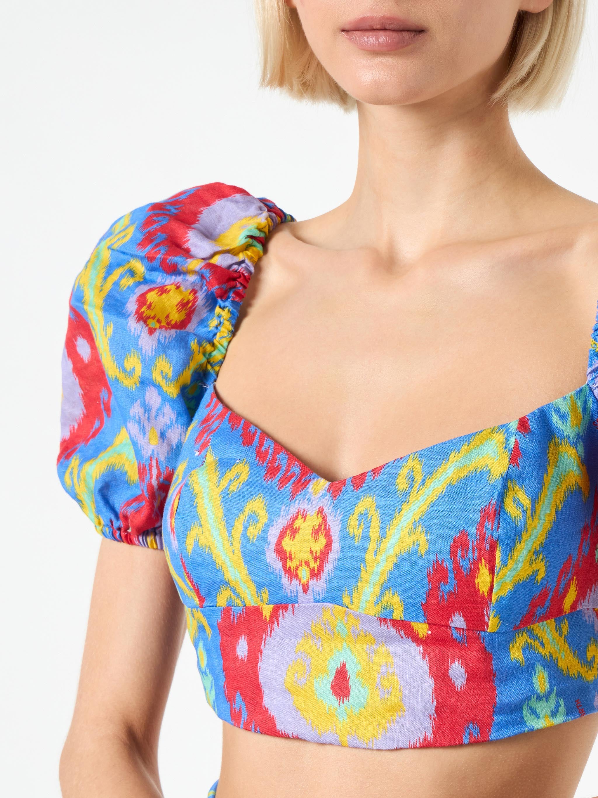 mc2-saint-barth-crop-top-in-lino-stampa-ikat-multicolore-donna image 4