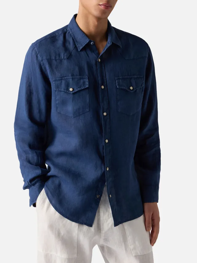 mc2-saint-barth-camicia-sikelia-in-lino-denim-scuro-uomo image 1