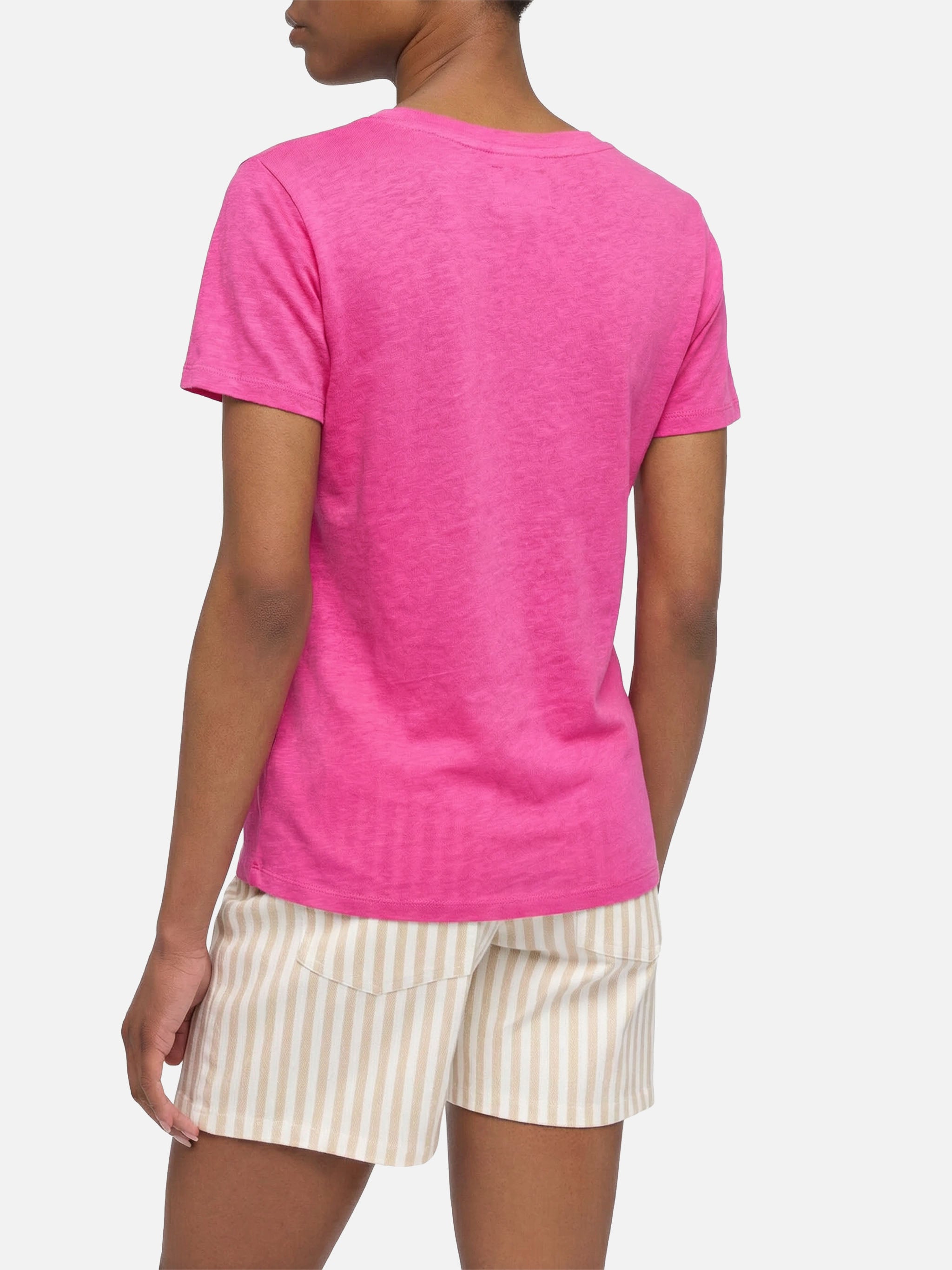 mc2-saint-barth-eloise-t-shirt-scollo-a-v-lino-rosa-fluo-donna image 2