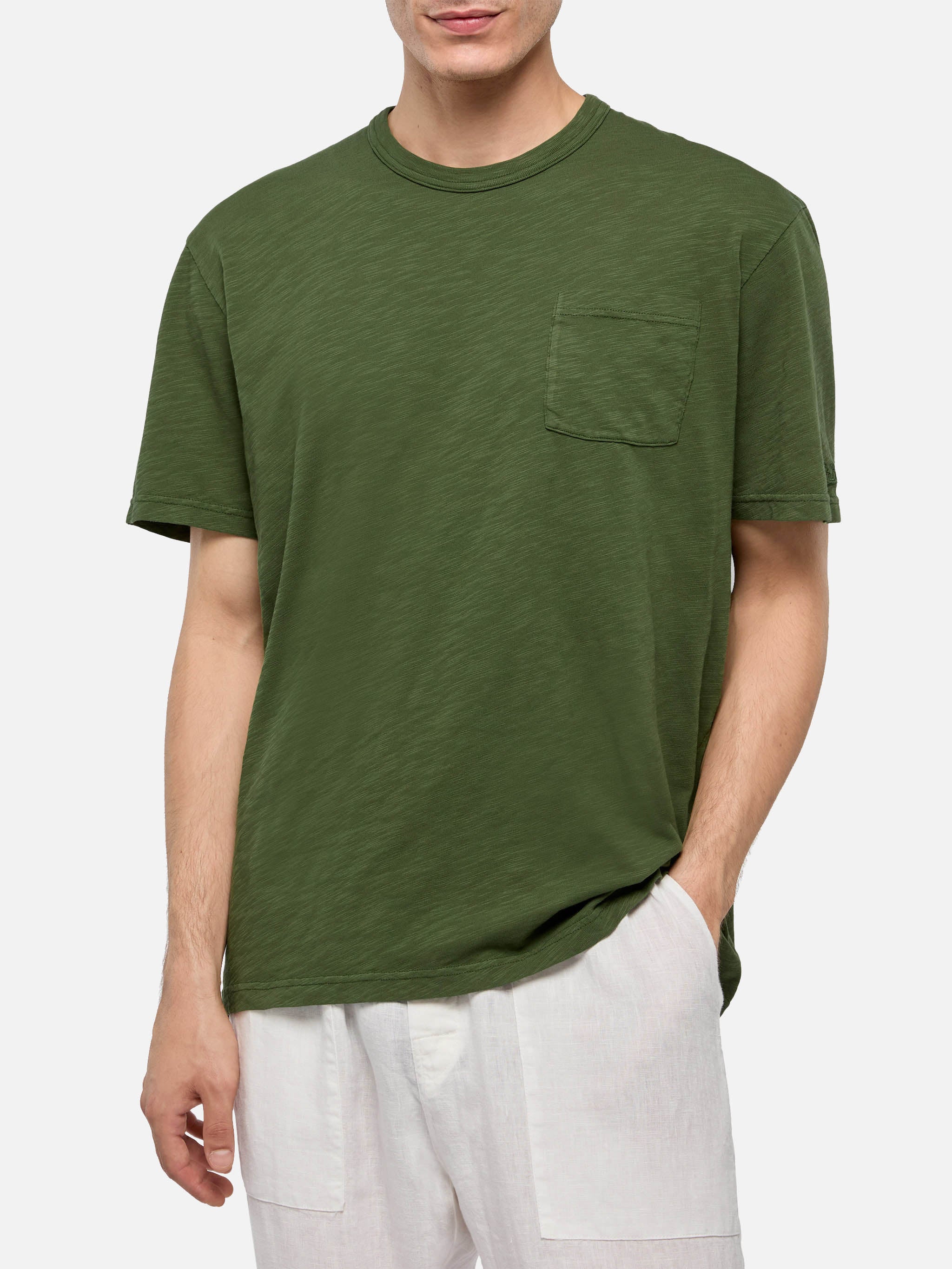 mc2-saint-barth-t-shirt-president-uomo-in-cotone-fiammato-verde-militare-tinta-u image 3