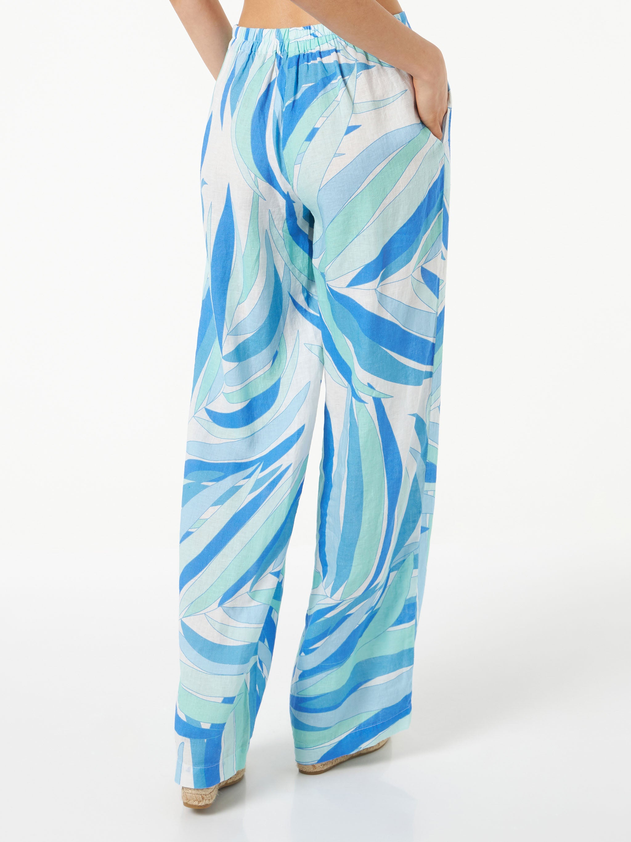 mc2-saint-barth-pantaloni-taryn-donna-in-lino-azzurro-fantasia-palme image 2