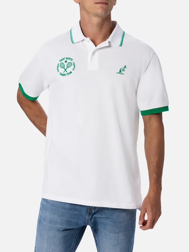 mc2-saint-barth-beverly-hills-polo-uomo-bianca-cotone-piquet-special-edition image 1
