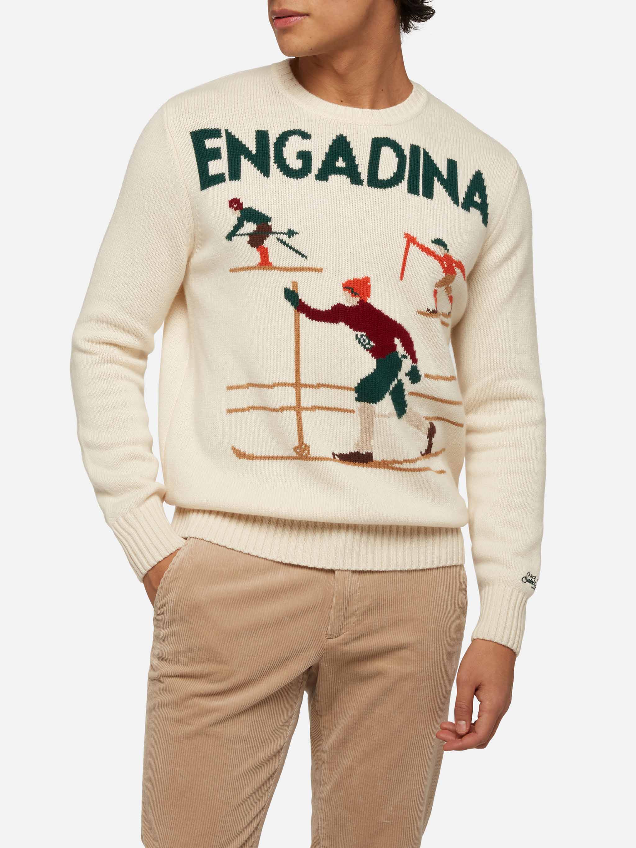 mc2-saint-barth-bombardino-light-maglione-uomo-bianco-jacquard-sciatori-engadina image 1