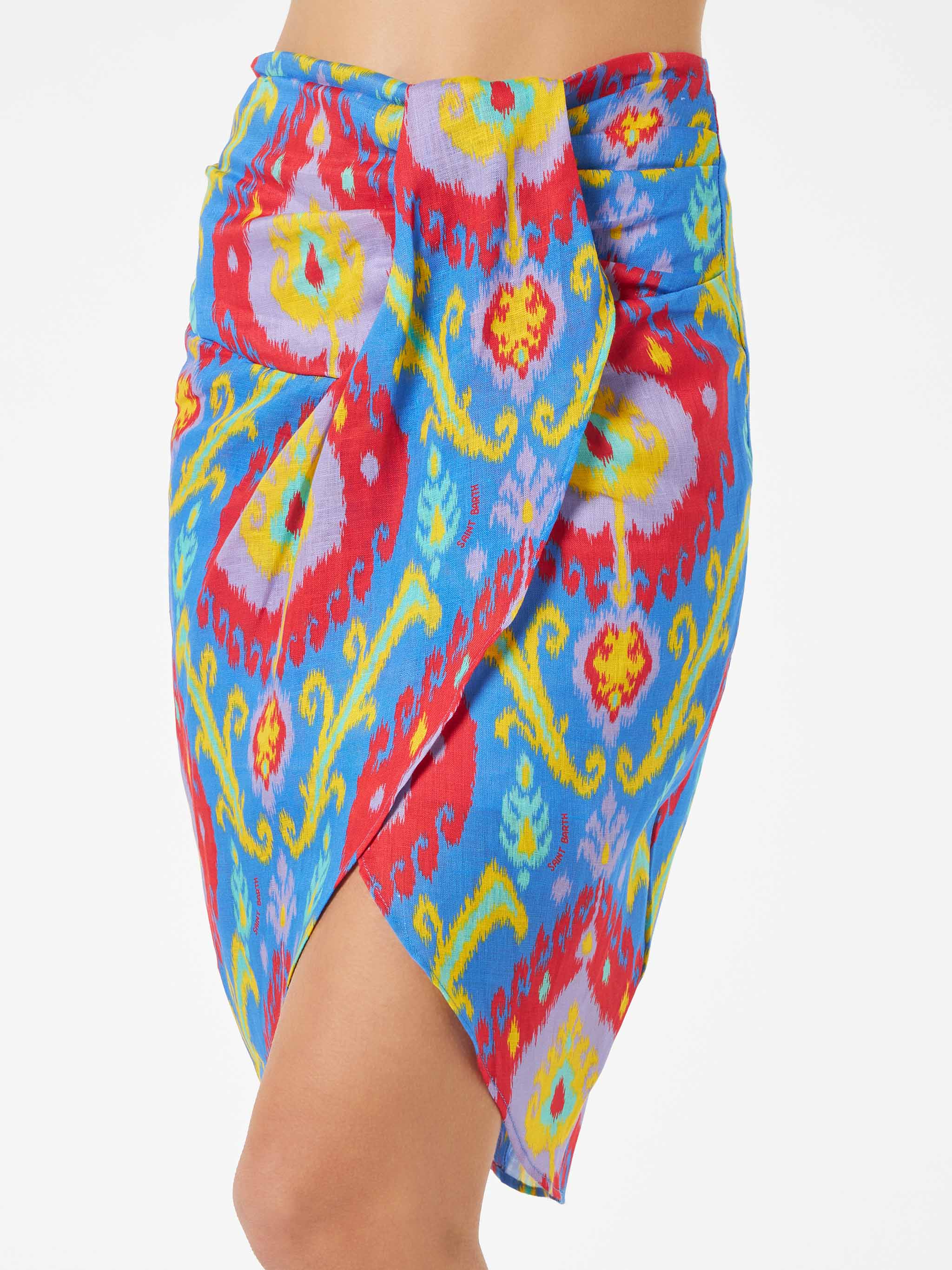 mc2-saint-barth-gonna-midi-amanda-gonna-donna-in-cotone-multicolore-con-nodo-fro image 3