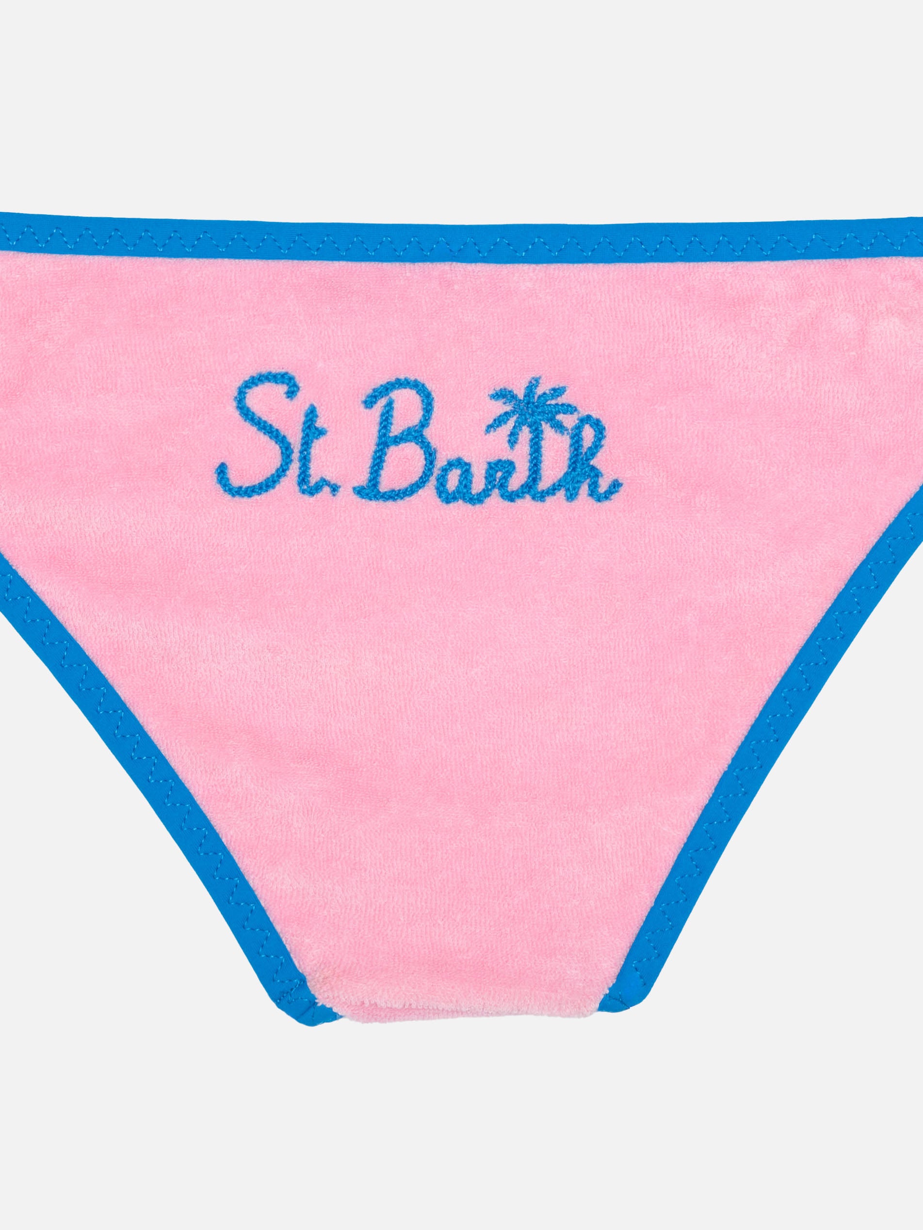 mc2-saint-barth-bikini-bambina-triangolo-rosa-con-piping-azzurro image 3