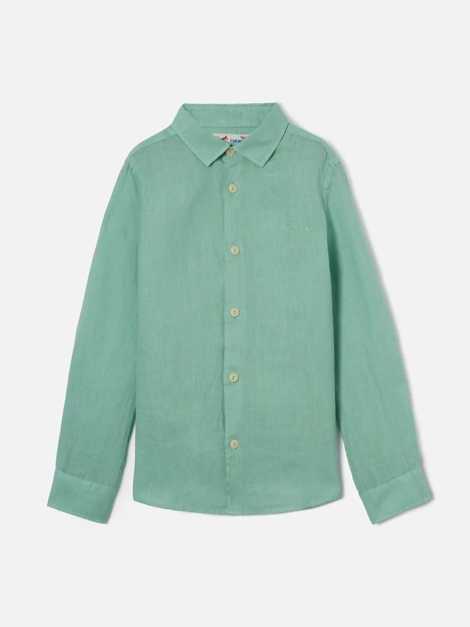 mc2-saint-barth-camicia-agnes-lino-verde-salvia-bambino image 1